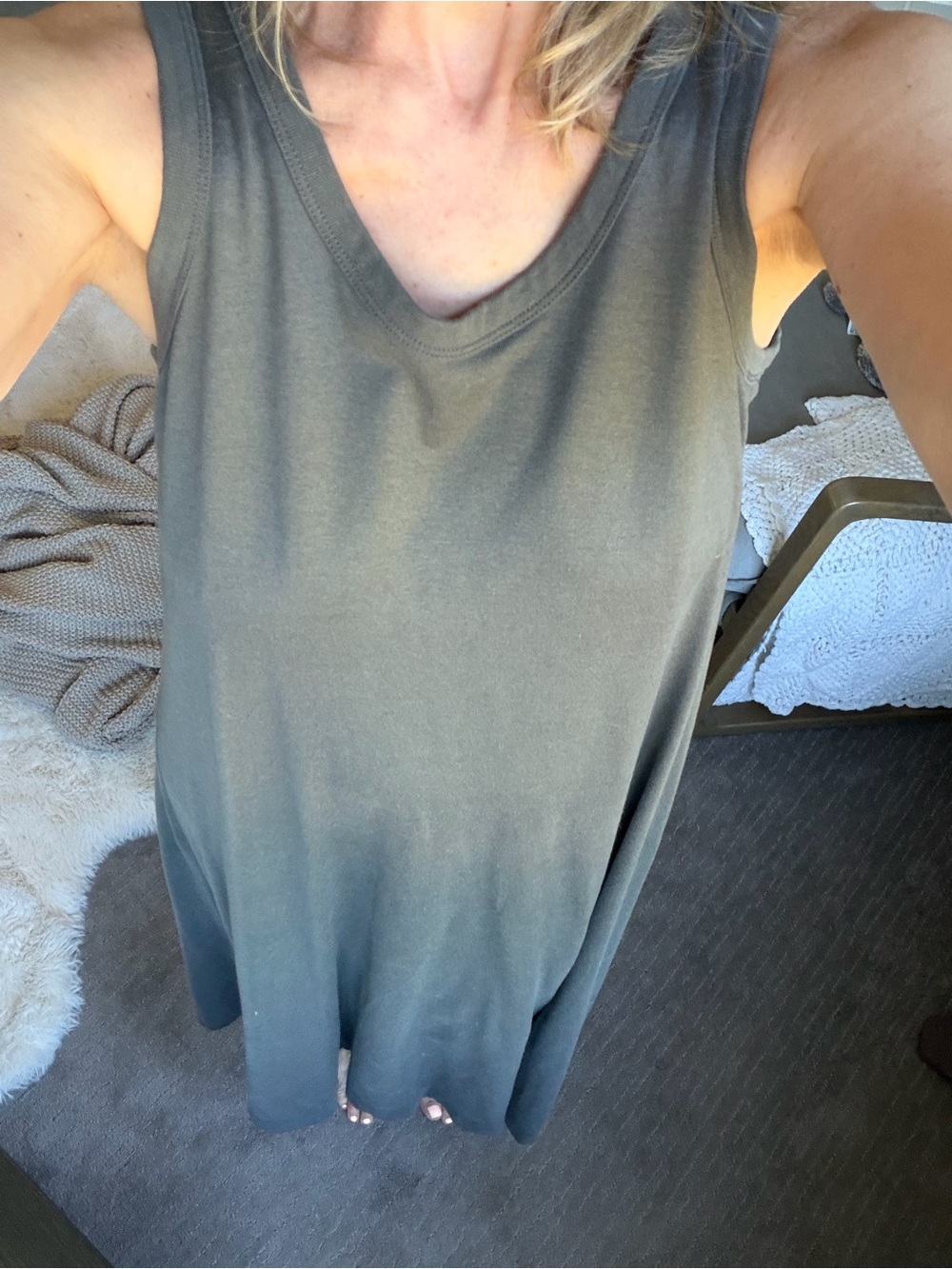 Muji gray linen blend  Sleeveless Maxi Silk Dress